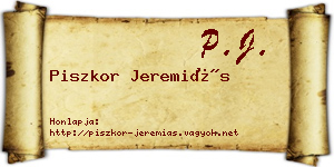 Piszkor Jeremiás névjegykártya